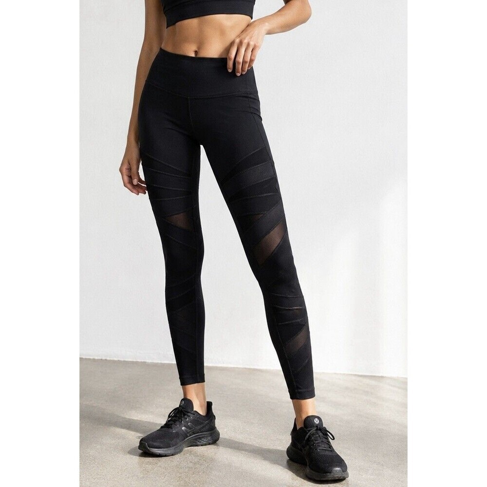 Lululemon Wunder Under Tech Mesh High Rise Leggings Black Size 4 Athletic